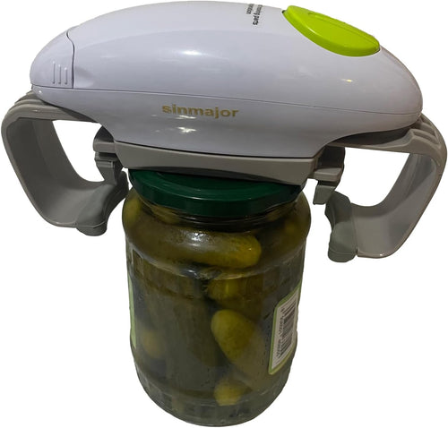 Electric Jar Opener, Jar Opener, Automatic Jar Opener, Automatic Jar Opener for Seniors with Arthritis, Fits Almost All Lid Sizes, Not Applicable to Plastic Jars(White)