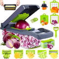 16 in 1 Vegetable Chopper,Vegetable Cutter Mandoline,Veg Chopper and Dicer with 1.2L Container & Draining Basket, Kitchen Multifunctional Mandoline Vegetable Slicer for Veggies,Onion,Garlic,Potatoes