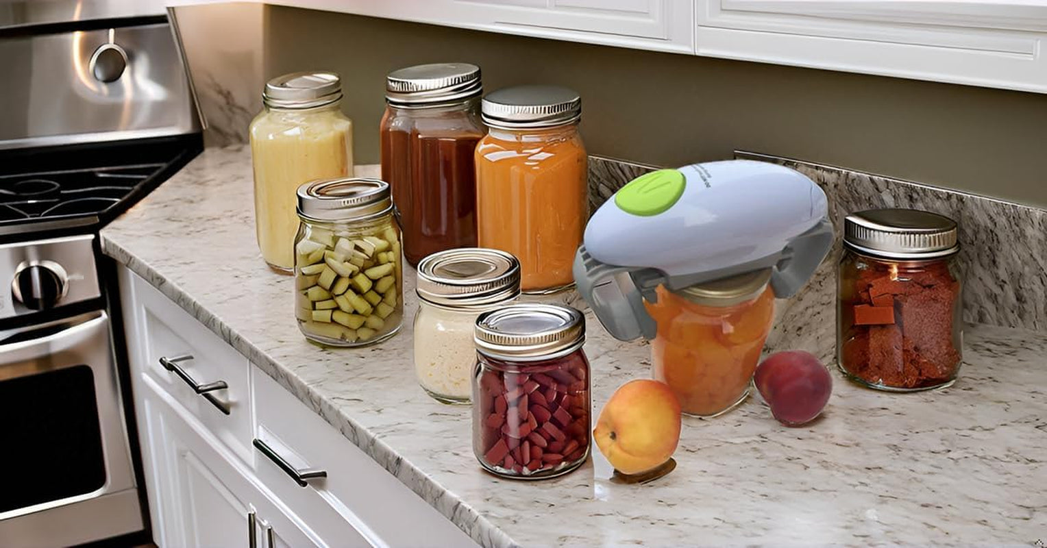 Electric Jar Opener, Jar Opener, Automatic Jar Opener, Automatic Jar Opener for Seniors with Arthritis, Fits Almost All Lid Sizes, Not Applicable to Plastic Jars(White)
