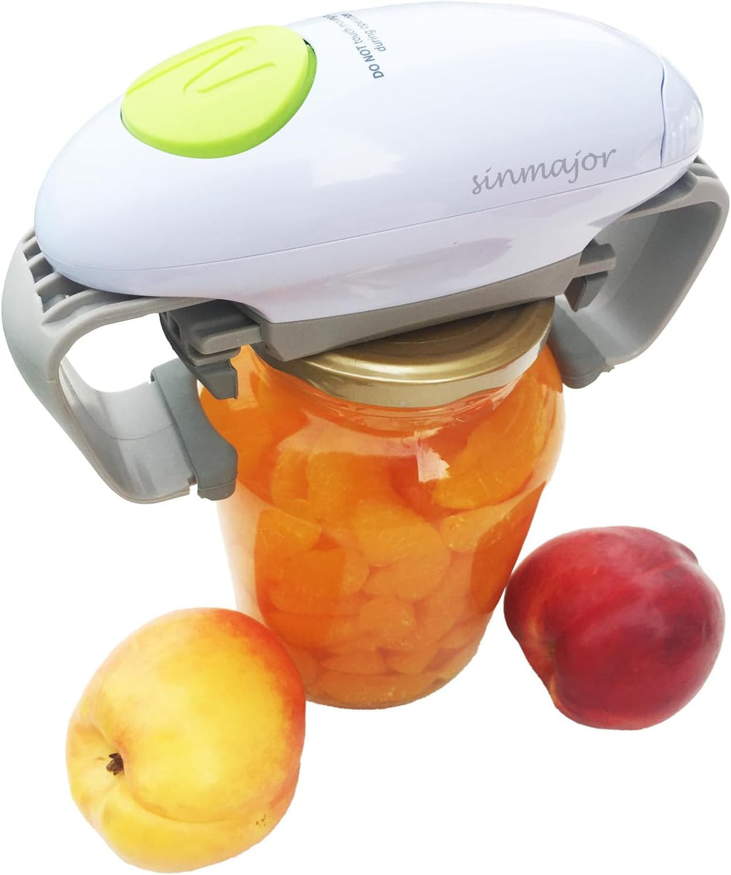 Electric Jar Opener, Jar Opener, Automatic Jar Opener, Automatic Jar Opener for Seniors with Arthritis, Fits Almost All Lid Sizes, Not Applicable to Plastic Jars(White)